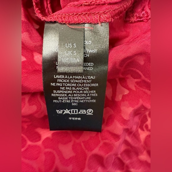 Anthropologie Susanna Burnout Velvet Button Down Blouse Cherry Red Semi-Sheer SM - Picture 10 of 14